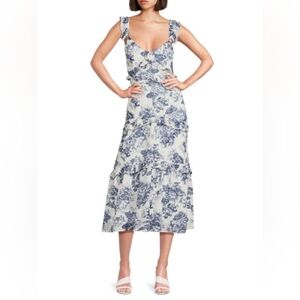 NWT O.P.T. Ingrid Floral Ruffle Midi Dress
